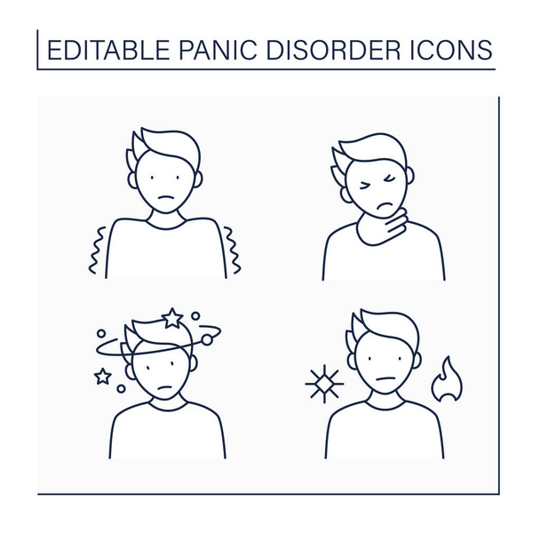 Set di icone della linea disturbo di panico - Vettoriali, immagini