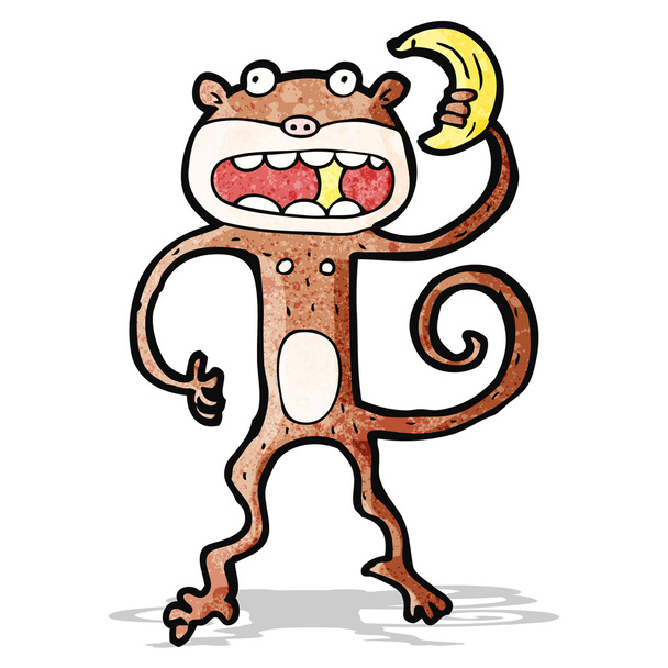 cartoon monkey eating banana - Vektör, Görsel