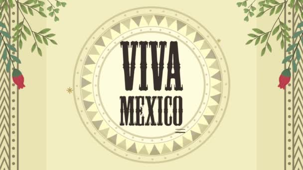 viva mexico lettering with flowers animation - Footage, Video