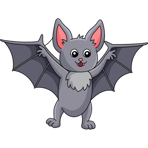 Bat Animal Cartoon Colored Clipart Illustration - Vetor, Imagem