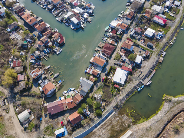 Aerial panorama of Chengene Skele - Fishing Village (Ribarsko Selishte) near city of Burgas, Bulgaria - Foto, Imagen
