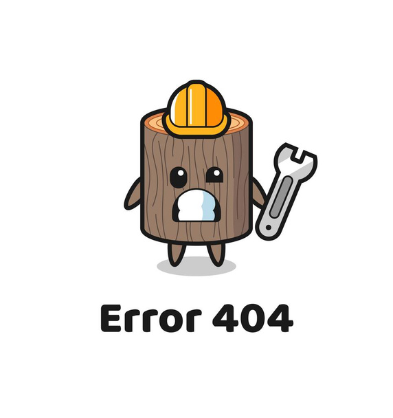 λάθος 404 με το χαριτωμένο δέντρο κούτσουρο μασκότ, χαριτωμένο σχεδιασμό - Διάνυσμα, εικόνα