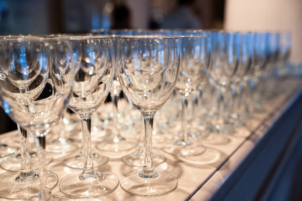 Composition of empty glasses for champagne at a festive event - Φωτογραφία, εικόνα