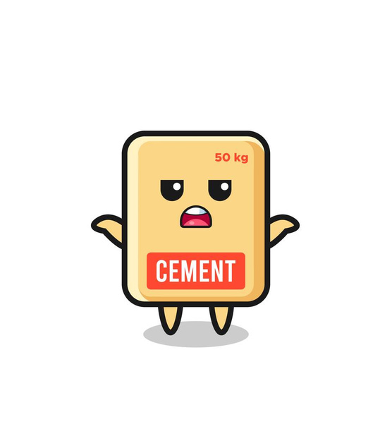 bolsa de cemento mascota carácter diciendo que no lo sé, lindo diseño - Vector, imagen