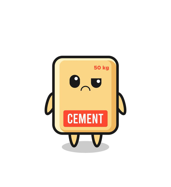 la mascota del saco de cemento con cara escéptica, lindo diseño - Vector, imagen