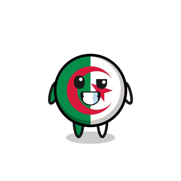 niedliches algerisches Flaggenmaskottchen mit optimistischem Gesicht, niedliches Design - Vektor, Bild