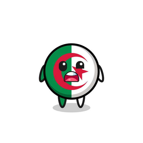 шокированное лицо милого талисмана флага алгерии, симпатичный дизайн - Вектор,изображение