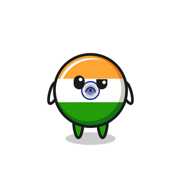 the mascot of the india flag with sceptical face , cute design - Vector, imagen
