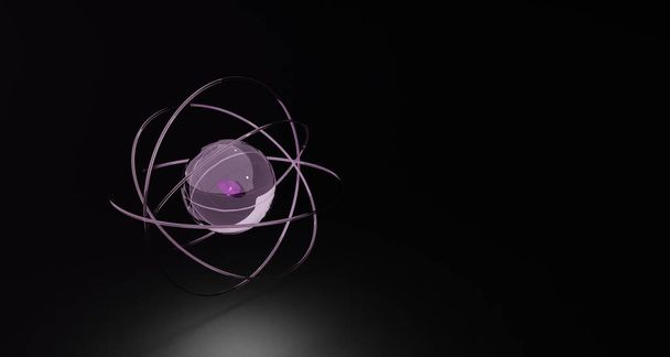 Абстрактне 3d відображення кристалічної сфери з орбітальними кільцями та дорогоцінним камінням. Негативний простір для копіювання
. - Фото, зображення