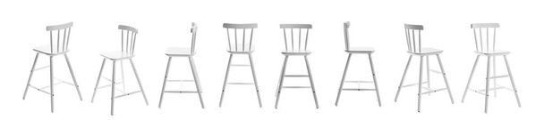 Set of high chair isolated on white, view from different angles - 写真・画像