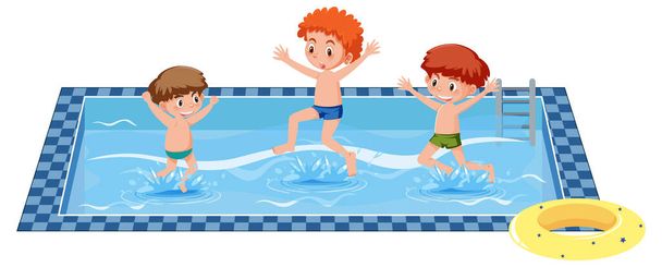 Happy children in swimming pool illustration - Vector, Image