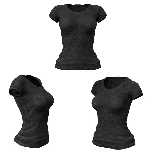 Camiseta aislada femenina Ropa casual, Ilustración 3D, Representación 3D - Foto, imagen