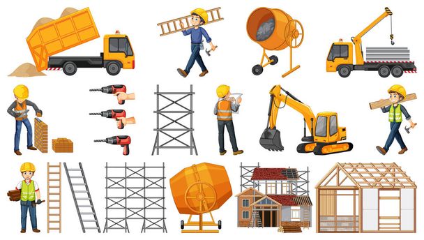 Set of construction site objects illustration - Vector, Image