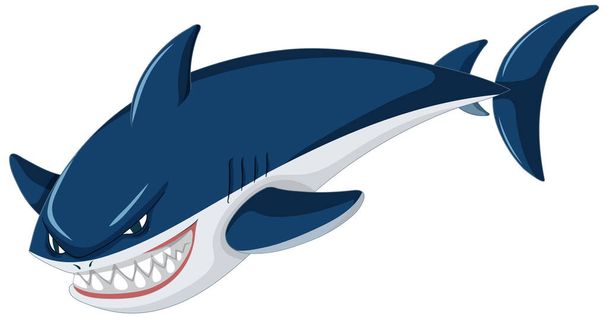 Agressieve grote witte haai cartoon illustratie - Vector, afbeelding