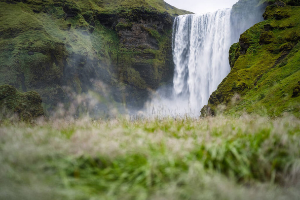 The famous Skogarfoss waterfall in the south of Iceland - 写真・画像