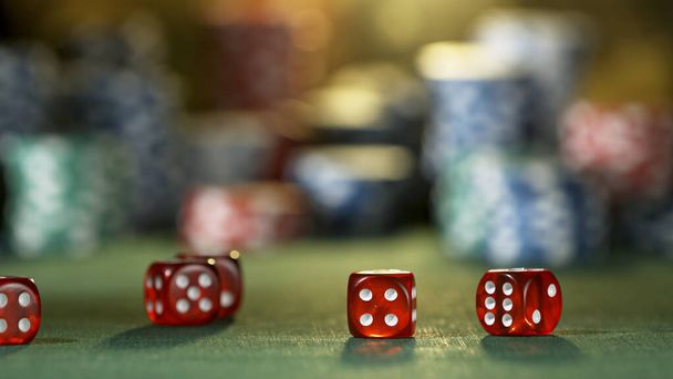Red dices on casino table - Photo, image