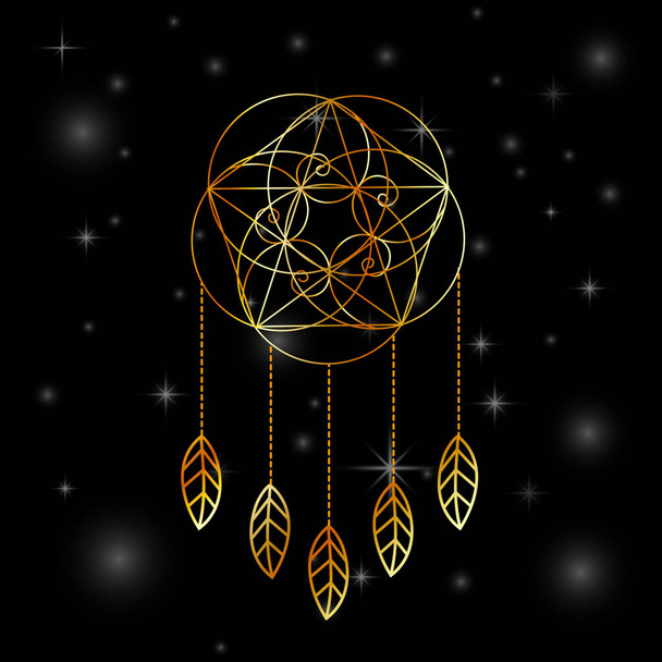 Proporzione divina Geometria sacra acchiappasogni a spirale dorata - Vettoriali, immagini