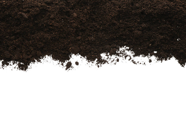 Pile of soil on white background, top view - Photo, Image
