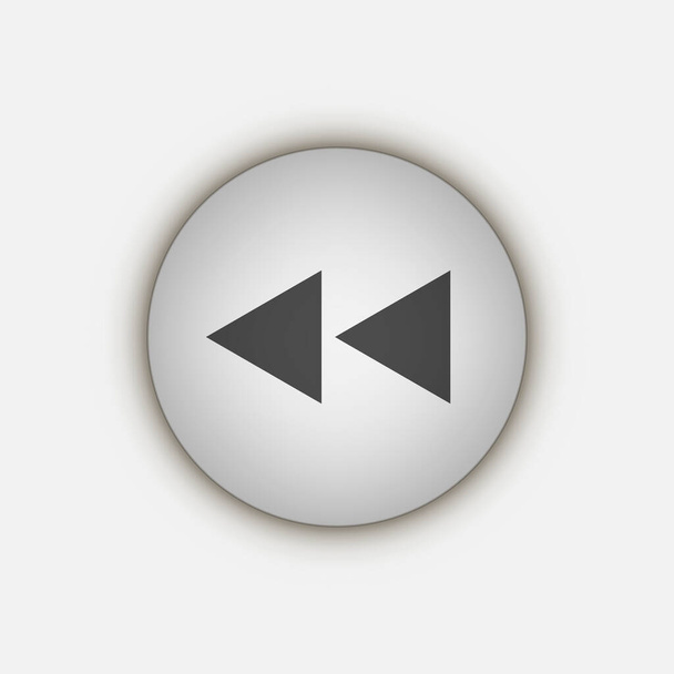 Grey flat symbol rewind button, flat design style - Vector, imagen