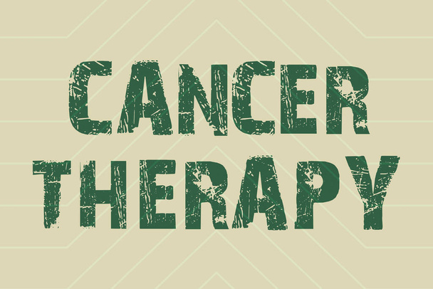 Концептуальная подпись "Лечение рака". Обзор бизнеса по лечению рака у пациента часто с помощью химиотерапии Линия иллюстрированные фоны с различными формами и цветами. - Фото, изображение