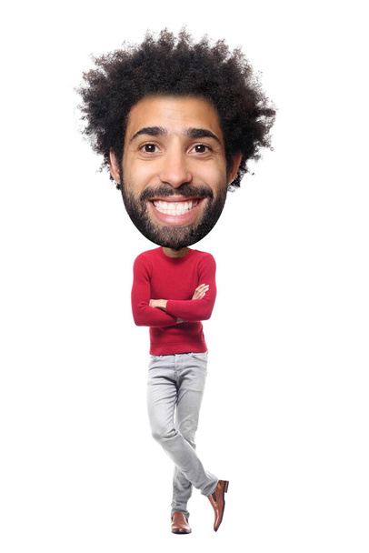 Beautiful man in front of a white background with a big Head - Zdjęcie, obraz