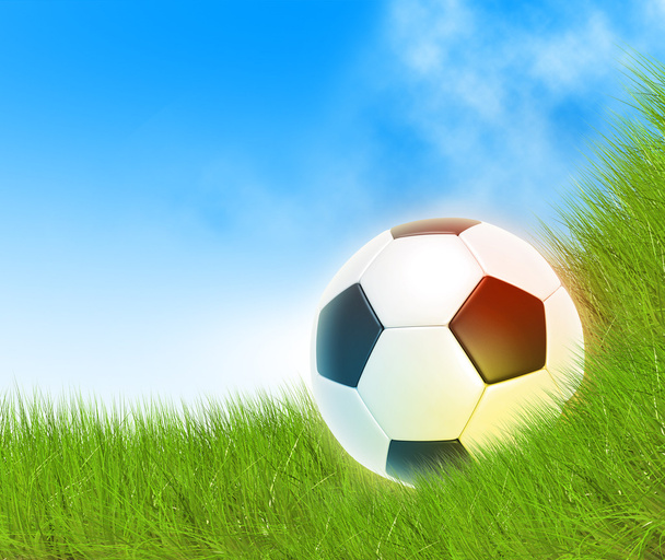 Soccer ball on the grass - Foto, afbeelding