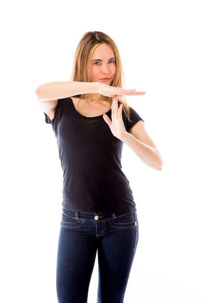 Model gesturing break sign - Foto, Imagem