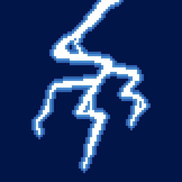 colorful simple vector flat pixel art illustration of cartoon thunder lightning from above - Вектор,изображение