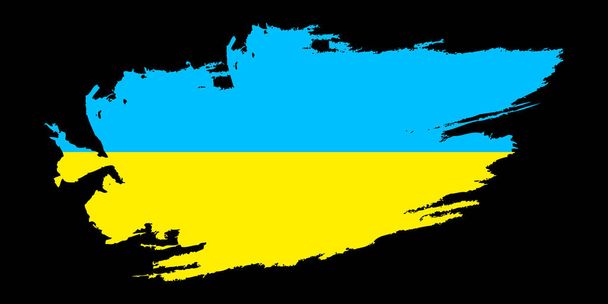 Patriotic of Ukraine flag in brush stroke effect. Vector illustration isolated on black background. - ベクター画像