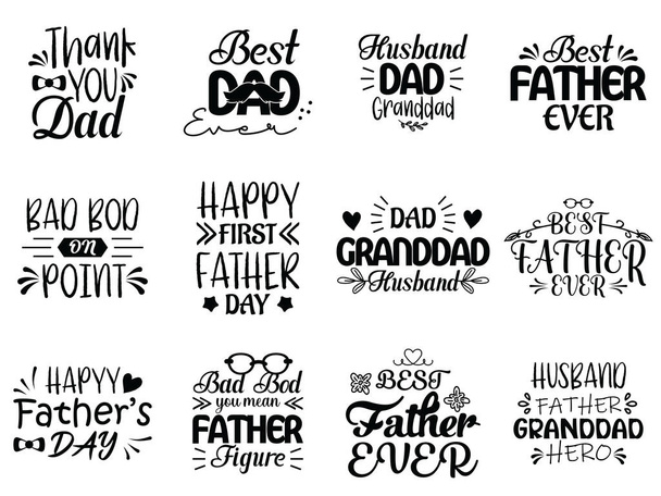 fathers day quotes design bundle - Vector, Image