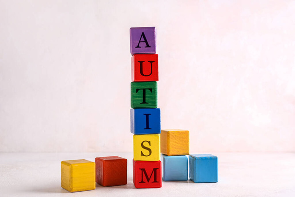 Cubes with word AUTISM on white background - Foto, immagini