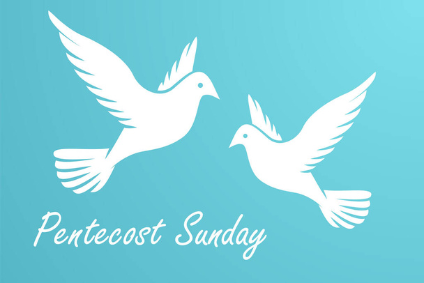 ペンテコステ飛行鳩と日曜日の背景 - ベクター画像
