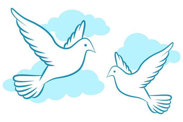 Pentecost Sunday background with flying dove - Vector, Image