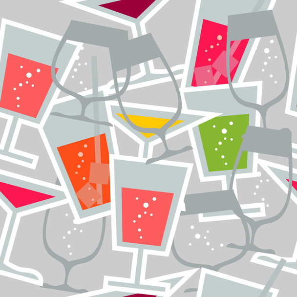 Seamless pattern with different cocktails - Vector, imagen