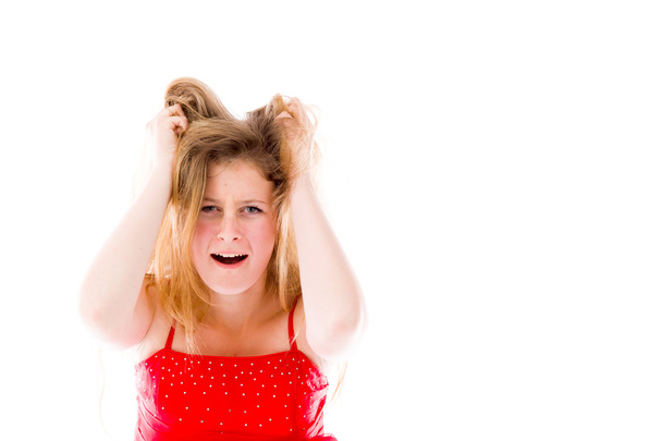 Model çekerek ve stresli saçlar - Fotoğraf, Görsel