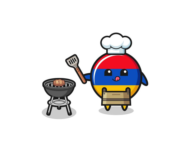 armenia flaga grill szef kuchni z grillem, ładny design - Wektor, obraz