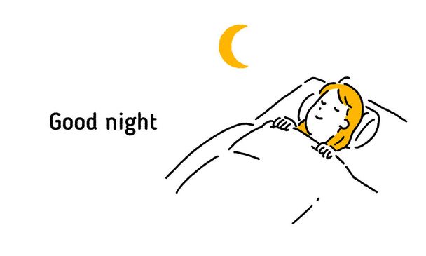 Simple illustration of a woman who sleeps well - Vector, Image