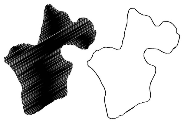 Isola di Svinoy (Regno di Danimarca, Isole Faroe) mappa vettoriale illustrazione, scarabocchio mappa - Vettoriali, immagini