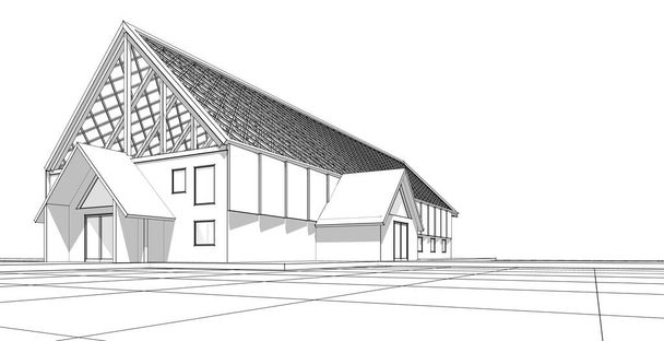  дизайн крыши дома 3d рендеринг - Фото, изображение