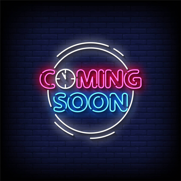Coming Soon Neon Signs Style Text Vector - Vektor, kép