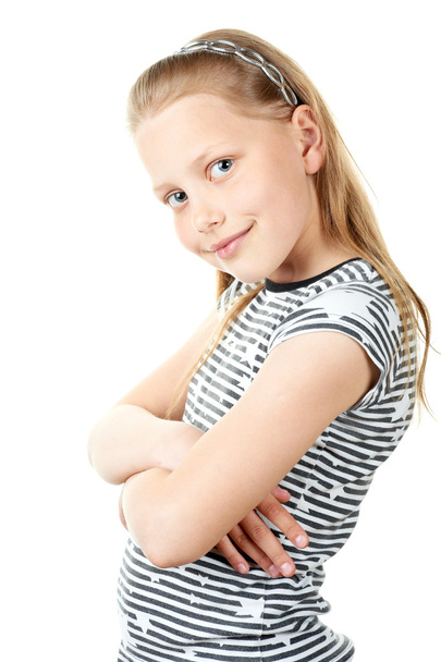 Portrait of a cute little girl on white - Foto, immagini