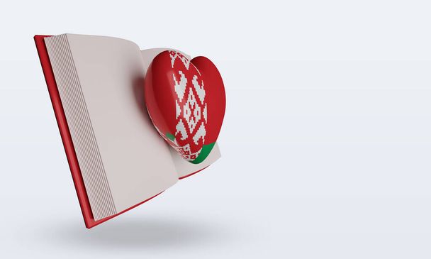 3D světový knižní den Bělorusko vlajka vykreslování vlevo pohled - Fotografie, Obrázek