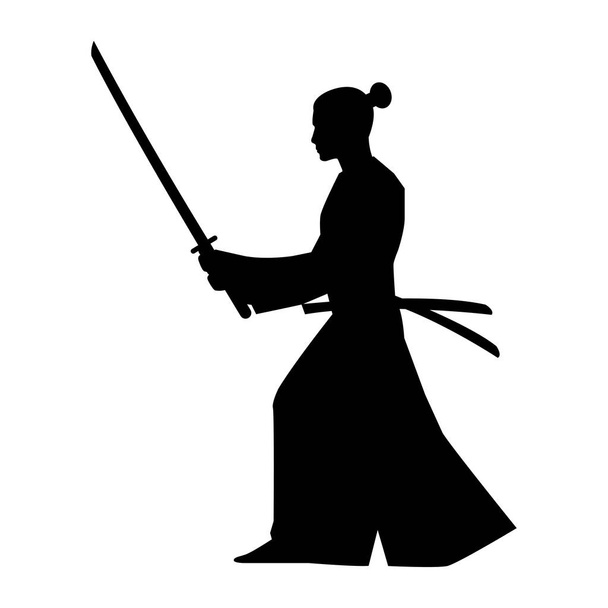 silueta design japonského bojovníka traning - Vektor, obrázek