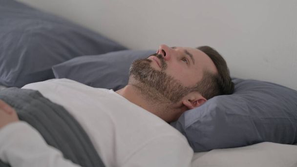 Man Awake in Bed Thinking - Photo, Image