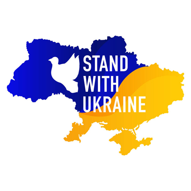 Stand With Ukraine Modèle d'affiche avec silhouette de carte ukrainienne. - Vecteur, image