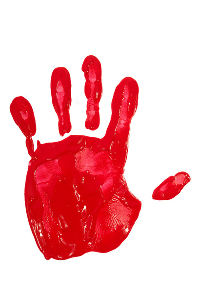 Ручний принт з червоною фарбою
 - Фото, зображення