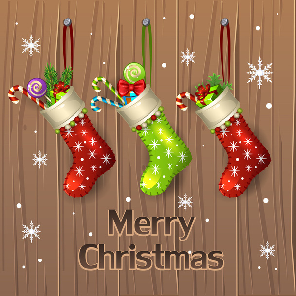 Christmas stocking and presents - Vector, Image