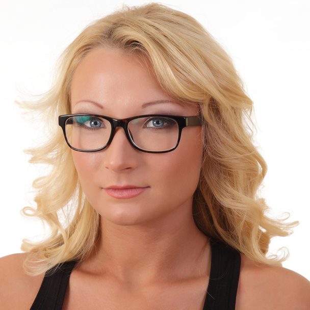 szőke nő visel szemüveget - Fotó, kép