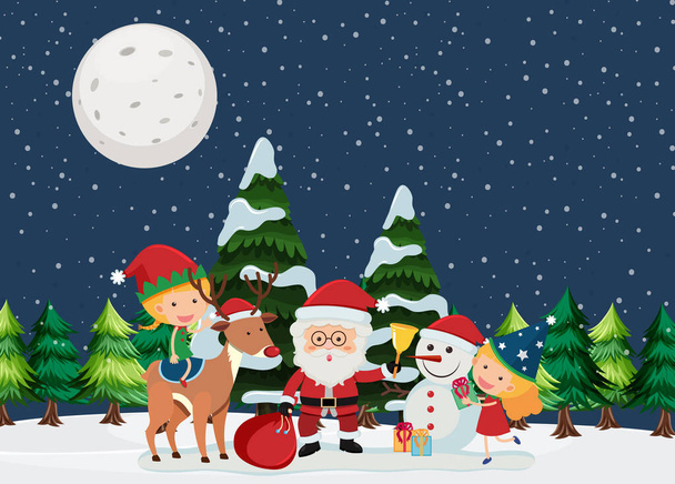 Święta Bożego Narodzenia z Santa i bałwan ilustracja - Wektor, obraz