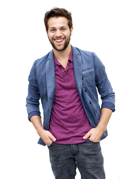 aantrekkelijke jonge man met baard lachen - Foto, afbeelding